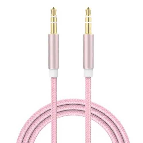 Cable de audio estéreo de 0.138 pulgadas (0.138 in) de nailon trenzado de macho a macho de alta fidelidad, cable de audio de 1/8 compatible con Negro