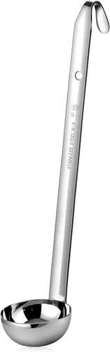meekoo 1 Pieza Cucharón de Acero Inoxidable para Sopa con Mango Cucharón con Borde Vertedor para Cocina Cocinando Sopa Salsa (1 oz)