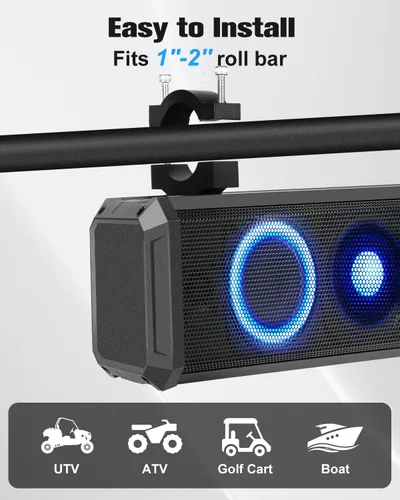 Miniatura 8 de Barra de sonido UTV de 26 pulgadas, barra de sonido SXS impermeable IP66, altavoces RGB UTV, 3 modos de ecualización (bajo/todoterreno/estándar)