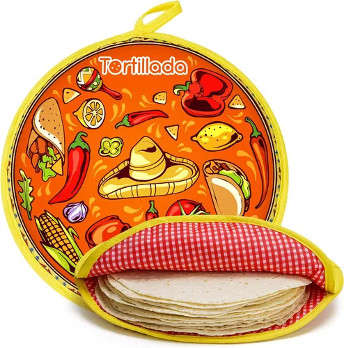 Miniatura 8 de Tortillada - Calentador de tortilla de 12 pulgadas/recipiente de calor para microondas hecho de algodón/poliéster (negro)