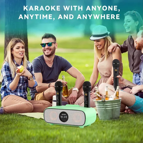 Miniatura 7 de Máquina de karaoke para adultos y niños, máquina de karaoke portátil Bluetooth con soporte para teléfono celular, sistema de altavoces PA con 2