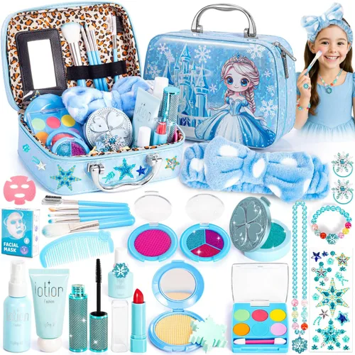 Hohosunlar Maquillaje de simulación Frozen para niñas, juguetes 3-5 años, maquillaje de juguete falso, juguetes de princesa de Frozen para niñas,