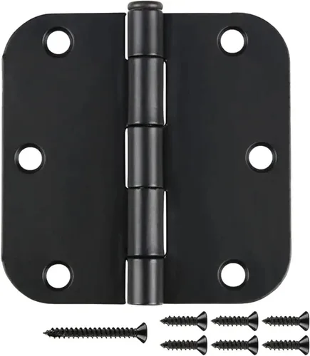 Miniatura 18 de 30 paquetes de bisagras de puerta mate negro de 3.5 x 3.5 pulgadas con radio de 5/8, bisagras interiores resistentes redondeadas para puertas, Negro