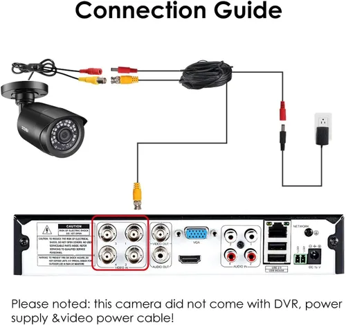 Miniatura 7 de ZOSI Paquete de 4 1080P 2.0MP para interiores y exteriores de 0.142 in, 24 unidades, lente infrarroja infrarroja, CCTV, cámara de seguridad de corte