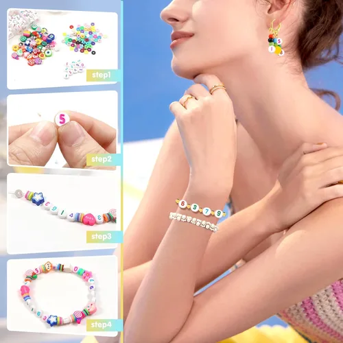 Miniatura 7 de TOAOB - 500 cuentas acrílicas de números para hacer joyas, de 0.16 x 0.27 pulgadas, redondas, coloridas, de 0 a 9 letras para pulseras y collares