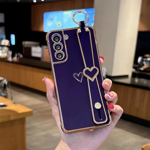 Miniatura 35 de ZTOFERA Funda diseñada para Samsung Galaxy S20 FE 5G, borde chapado de lujo, patrón de corazones de amor con pulsera y función atril, protección