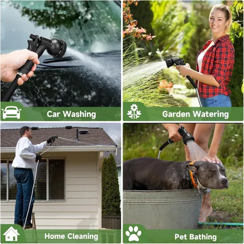 Miniatura 7 de YXT&BEYOND Manguera de jardín de 50 pies, manguera de agua ligera de acero inoxidable 304 con boquilla de pulverización de 10 patrones, accesorios