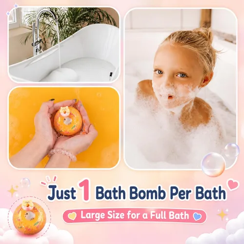 Miniatura 3 de Bombas de baño 9XXL para niños con juguetes sorpresa en el interior, paquete de 9 bombas de baño no tóxicas, baño de burbujas con 9 aromas, regalos