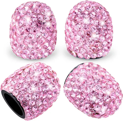 Miniatura 18 de 8 PCS Tapas de Válvula de Vástago de Neumático con Diamantes de Cristal Brillante, Tapas de Válvula de Neumático de Coche a Prueba de Polvo Blanco