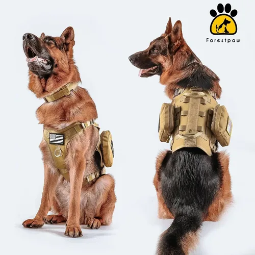 Miniatura 7 de Forestpaw Arnés para perro de tamaño mediano, arnés táctico para perro con asa, chaleco de servicio militar sin tirones con bolsillos ajustables