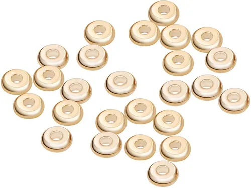Miniatura 14 de BENECREAT - 40 piezas de cuentas de filigrana redondas huecas bañadas en oro de 18 quilates, cuentas de filigrana huecas chapadas en oro, cuentas