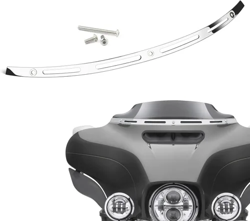 Miniatura 8 de PBYMT Parabrisa biselada con ranuras pulidas de acero inoxidable en forma de murciélago, cromada, compatible con Harley Tri Electra Street Glide