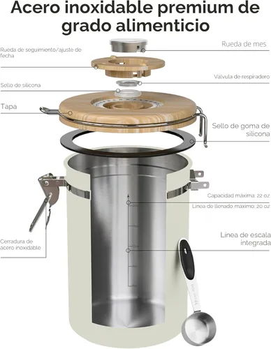 Miniatura 5 de Veken Recipiente de café para azúcar con ventana, regalos para mujeres, recipiente hermético de acero inoxidable para el hogar, cocina, Crema