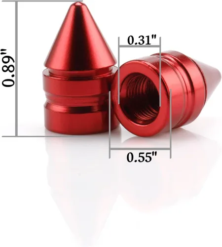 Miniatura 2 de SINGARO Tapones para válvulas de neumáticos de automóvil, 4 piezas de accesorios universales de aleación de aluminio, cubiertas de neumáticos Rojo