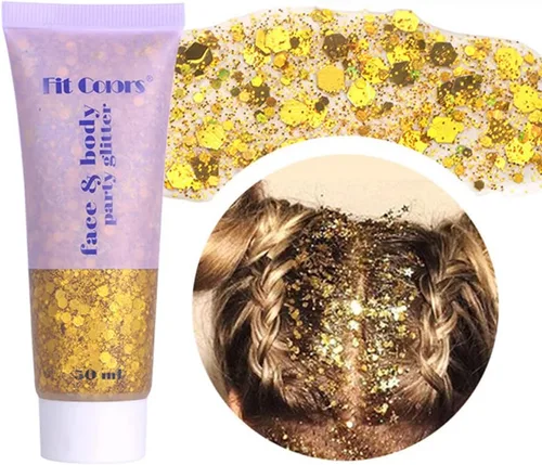 Miniatura 7 de Gel con purpurina azul para rostro y cuerpo, lentejuelas de sirena, labios, uñas, accesorios para festivales, rave, purpurina líquida holográfica