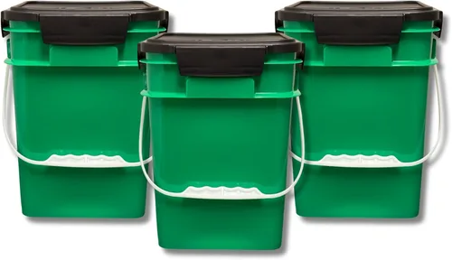 Miniatura 19 de House Naturals Cubo cuadrado de grado alimenticio de 4 galones con asas de plástico y tapa (paquete de 3) contenedores fabricados en Estados Unidos