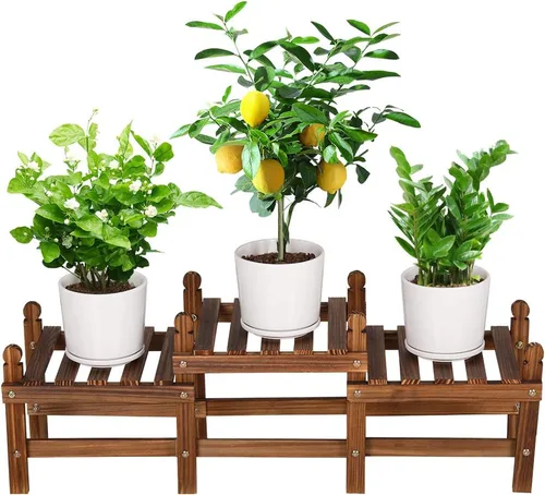 Soporte de madera para flores, soporte pequeño para plantas de interior y exterior, estante de ventana baja para plantas, alféizar de ventana,