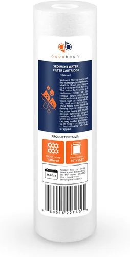 Miniatura 10 de Aquaboon cartucho de filtro de agua de sedimento ranurado, 10 pulgadas, para cualquier unidad estándar RO, AB(P) 4S1M