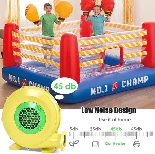 Miniatura 2 de HONEY JOY Soplador de aire, soplador de casa de rebote de 480 vatios de 0.6 HP para inflables, castillo hinchable y toboganes, alambre y estacas