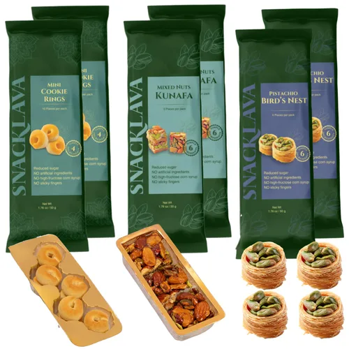 Miniatura 11 de Snacklava Cashew Bird's Nest - Paquete de 6 (24 piezas por paquete) - Sin ingredientes artificiales, colores o conservantes - Pasteles hechos a mano