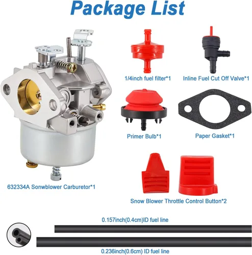 Miniatura 7 de 640052 Carburador compatible con Tecumseh 632334A 632334 632370A 640349 640054 640058 8Hp 9Hp 10Hp 5Hp Hmsk80 Hmsk100 Hm80 Hm100 Motores Craftsman
