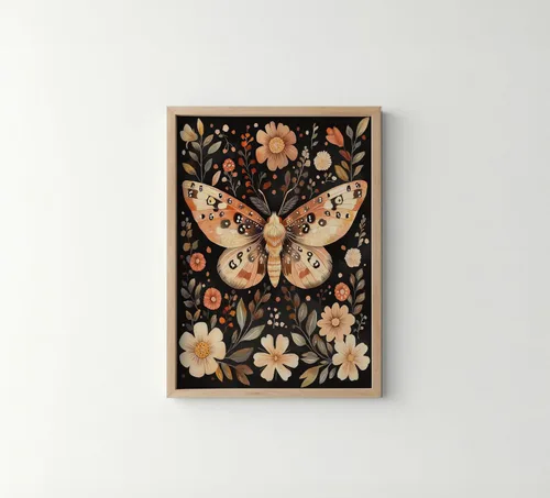 Miniatura 38 de Póster de Arte de Luna Llena, Estilo William Morris Retro de Mediados de Siglo Botánico Victoriano Academia Oscura Decoración Gótica Galería 10a