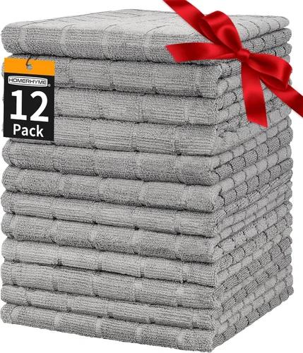 Miniatura 19 de Toallas de Baño de Mano de Microfibra, Paquete de 6 de 25 x 15 pulgadas Toallas de Mano Grises para Baño, Multiusos de Secado Rápido Sin Pelusas