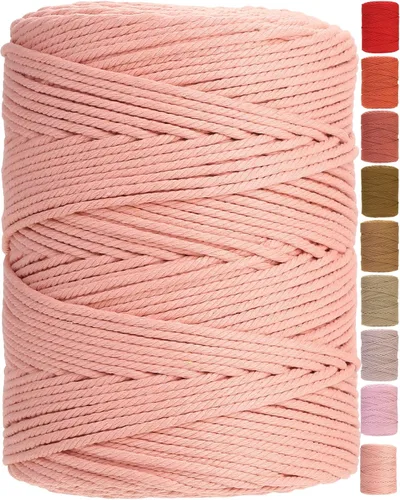 Miniatura 73 de Cuerda de macramé 4 mm x 328 yardas Natural Cuerda de algodón para macramé Cuerda de macramé colorida Cordón de algodón suave Suministros de macramé