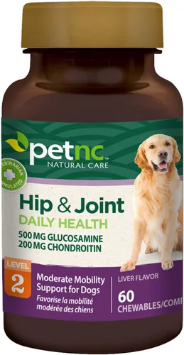 Miniatura 8 de Petnc Level-1 Suplemento de salud de cadera y articulaciones para perros jóvenes (60 unidades), 500 mg de glucosamina, 100 mg de condroitina, 10 mg