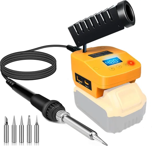Herramienta de estación de soldador inalámbrico para batería Dewalt de 20 V máximo, portátil, eléctrico, de calentamiento rápido, con USB y tipo C