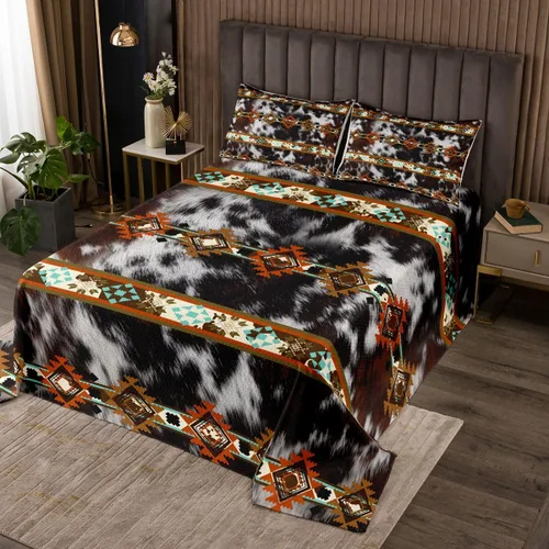 Miniatura 32 de Erosebridal Southwestern - Juego de colcha geométrica bohemia acolchada tamaño individual, juego de edredón étnico tribal con flechas occidentales