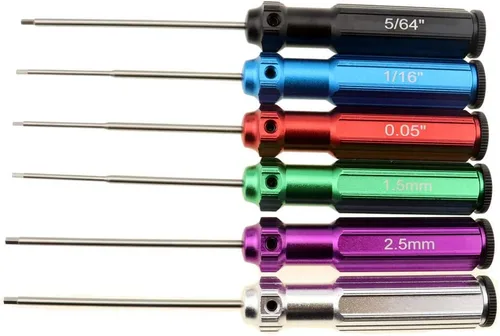 Huwaimi Destornillador hexagonal de 6 colores para coche RC, helicóptero, control remoto de coche/avión, 0.05 pulgadas, 1/16 pulgadas, 32 pulgadas,