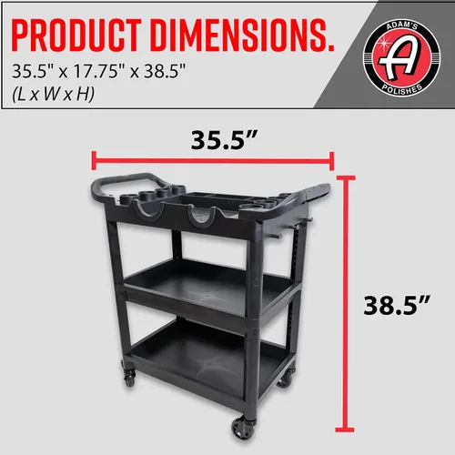 Miniatura 3 de Adam's Polishes Carrito de Detalles Premium – Carrito de detallado de automóviles con estantes de 3 niveles, capacidad de 250 libras por estante