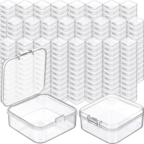 Miniatura 13 de SATINIOR 100 Piezas Cajas de Almacenamiento de Perlas de Plástico Transparente Cajas Pequeñas Claras con Tapa con Bisagras Estuche de Plástico