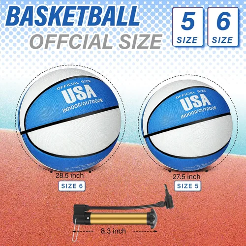 Miniatura 2 de Libima 4 piezas de baloncesto de goma con bomba de tamaño oficial para interiores y exteriores, juego de baloncesto, práctica, entrenamiento