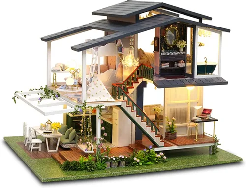 Miniatura 10 de GuDoQi Kit de casa de muñecas en miniatura, kit de casa pequeña con música, kit de casa en miniatura a escala 1:24, gran regalo de manualidades