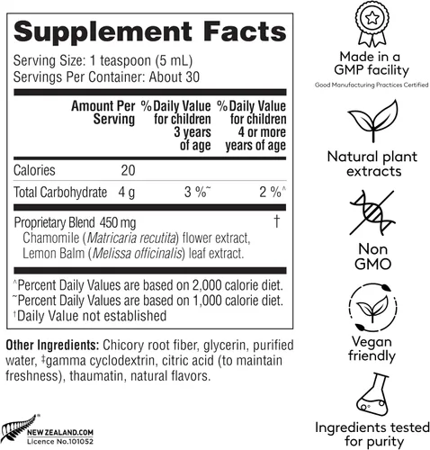 Miniatura 2 de Children's Calm & Sleep Syrup - 5.1 fl oz (30 Servings) Chamomile and Lemon Balm to Support Relaxation and Comfort