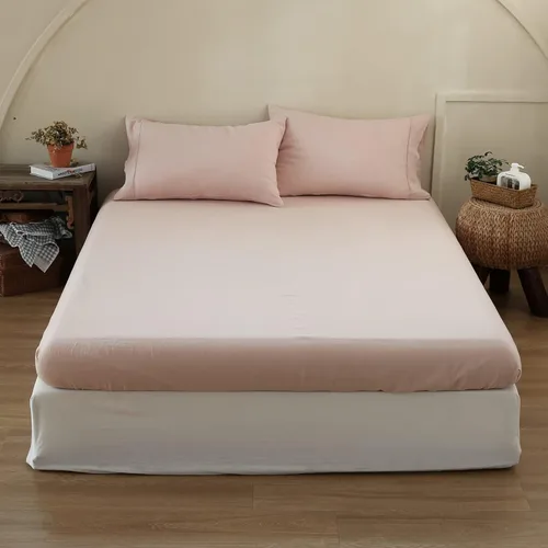 Miniatura 6 de Sábanas ajustadas 100% de lino, lavadas a la piedra, color liso - (1 pieza) Funda de colchón con bolsillo profundo de 35.56 cm, suave, natural, Rosa