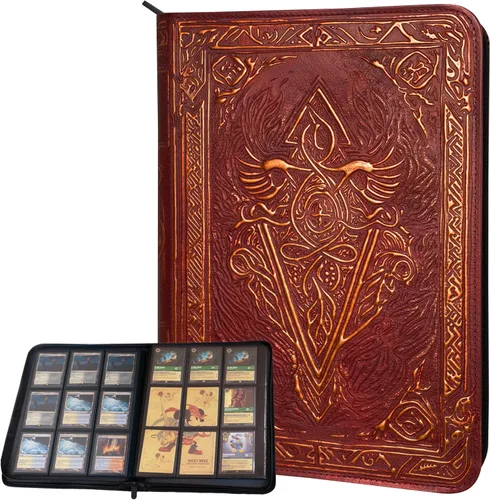 Miniatura 8 de Carpeta de tarjetas coleccionables – Álbum de 9 bolsillos con cremallera – Carpeta de carga lateral 360 para TCG – Piel sintética 3D – Para MTG, Azul