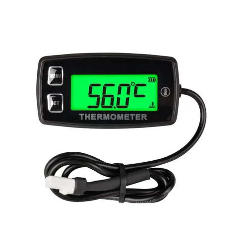 Vista completa - Termómetro digital LCD para motor, medidor de temperatura, alerta de sobretemperatura, repuesto de batería para motocicleta,