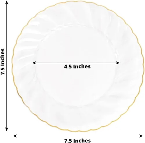 Miniatura 3 de Efavormart - Paquete de 10 platos de plástico transparente para fiestas, platos redondos desechables de postre de ensalada de 7.5 pulgadas con borde