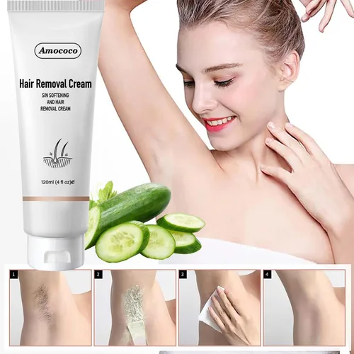 Miniatura 2 de Kit de crema depilatoria sin dolor, crema depilatoria eficaz para mujeres y hombres, formulada con pepino para una piel suave, removedor de vello