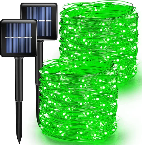 Miniatura 11 de Luces Solares de Halloween Moradas y Naranjas para Exteriores, Total 80 Pies 240 LED Solares Impermeables Luces de Hadas 8 Modos Luces de Alambre