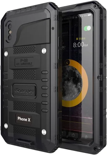 Miniatura 32 de Beasyjoy Funda impermeable para iPhone 12 Pro Max, cubierta protectora de cuerpo completo con protector de pantalla incorporado, resistente a Negro