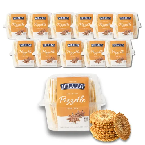 Miniatura 8 de DeLallo Galletas de anís Pizzelle (paquete de 2) galletas de anís con textura ligera de gofre, sabor dulce de regaliz, auténticas galletas horneadas