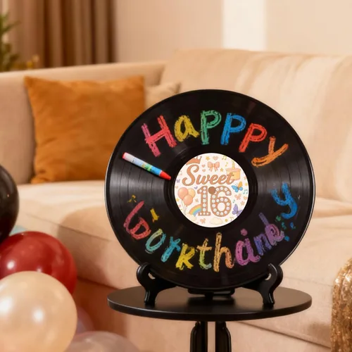Miniatura 5 de Sweet 16th Birthday - Juego de libros de invitados de discos de vinilo para cumpleaños – Dulces dieciséis decoraciones y regalos para niñas