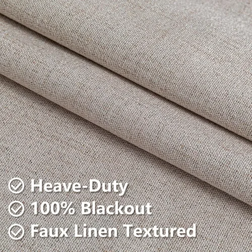 Miniatura 4 de Cortinas opacas para sala de estar, cortinas 100% opacas de 90 pulgadas de largo, juego de 2 paneles de 2 paneles, con aislamiento térmico, pestaña