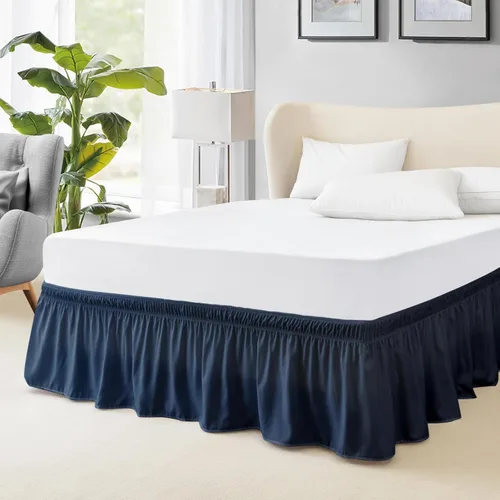 Miniatura 15 de FreshCulture Falda de cama King, con volantes antipolvo para cama de tamaño King, fácil ajuste con caída a medida de 15 pulgadas, falda de cama