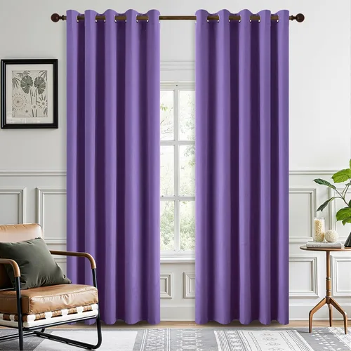 Miniatura 52 de DONREN Cortinas opacas de lino con aislamiento térmico de 52 x 95 pulgadas, cortinas de oscurecimiento de habitación con ojales para dormitorio