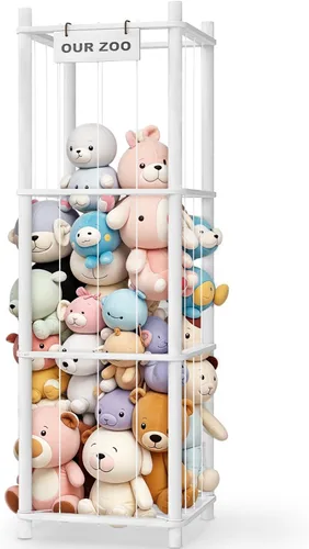 Miniatura 8 de Woodure Almacenamiento y Organizador de Animales de Peluche, Soporte de Juguete de Zoo de Madera Bonito para Habitaciones de Niños Pequeños, Salas